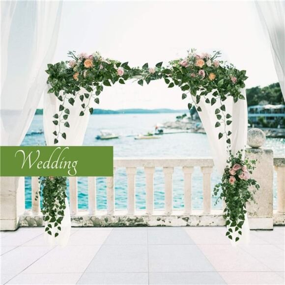 78-Ft 12 Pack Silk Artificial Vines Leaf Garland Plants Hanging Wedding Garland - Picture 5 of 7